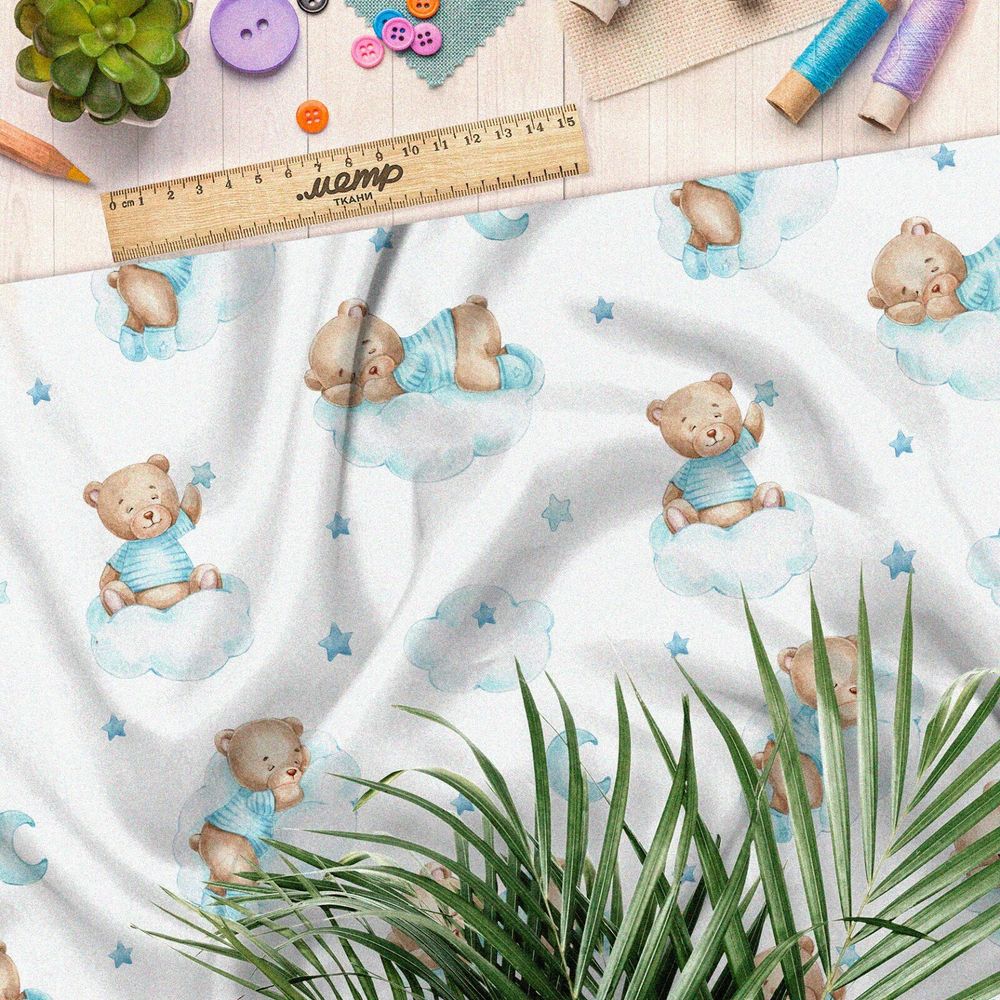 Ткань шелк Армани сонные медвежата