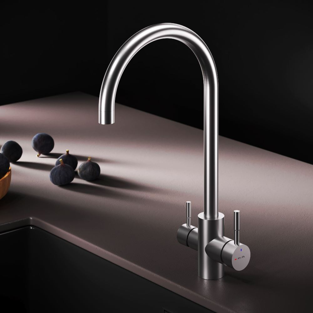 Смеситель для кухни с С-изливом с каналом для питьевой воды, сатин AM.PM X-Joy S F85B07711