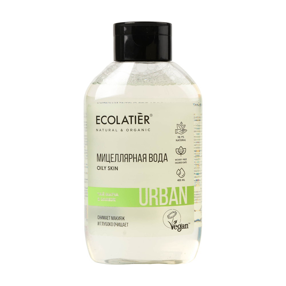 Мицеллярная вода для снятия макияжа Чай Матча и Бамбук URBAN 400мл (ECOLATIER)
