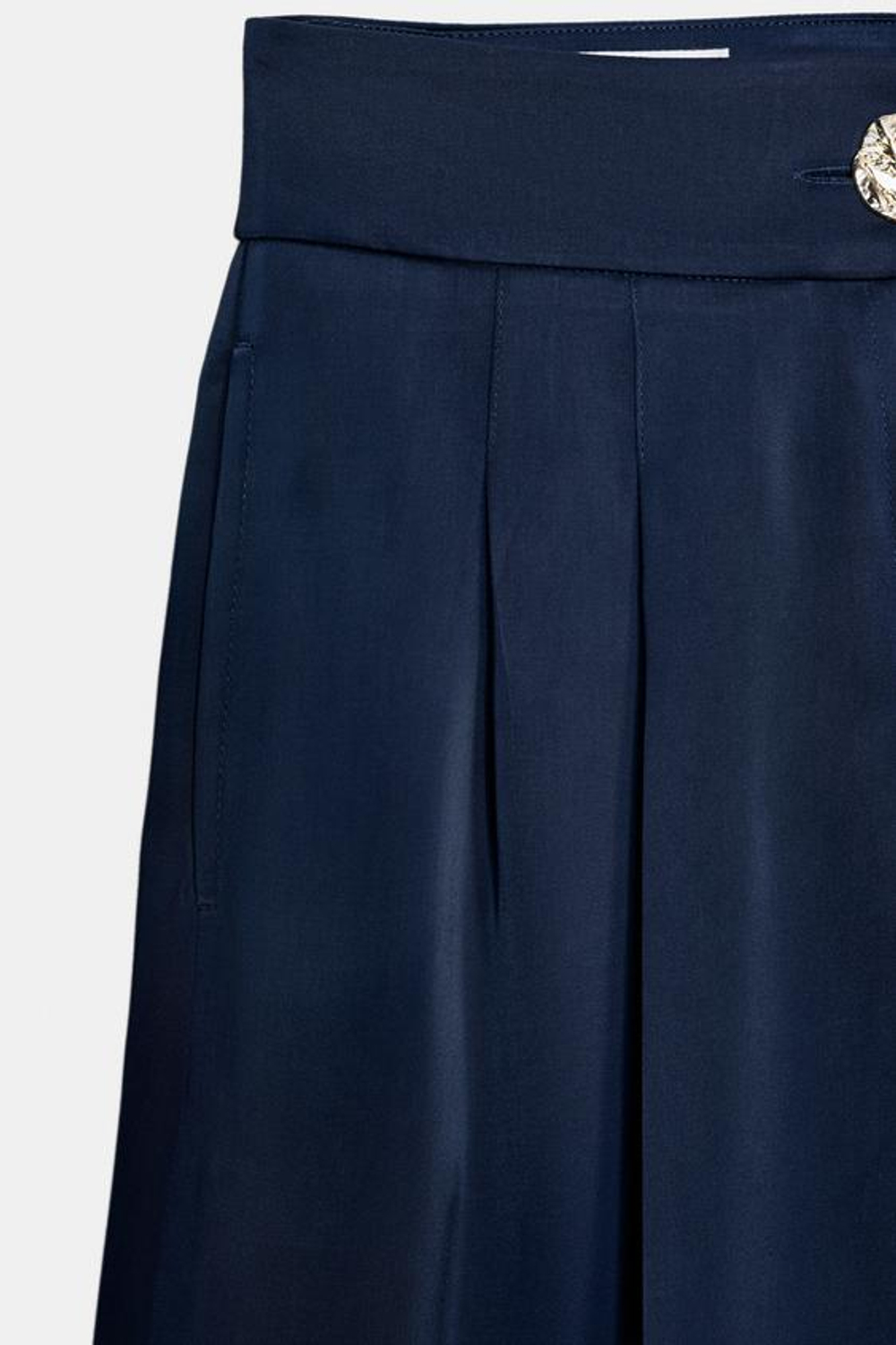 ZARA АТЛАСНЫЕ БРЮКИ СТРУЯЩЕГОСЯ КРОЯ, МОРСКОЙ СИНИЙ