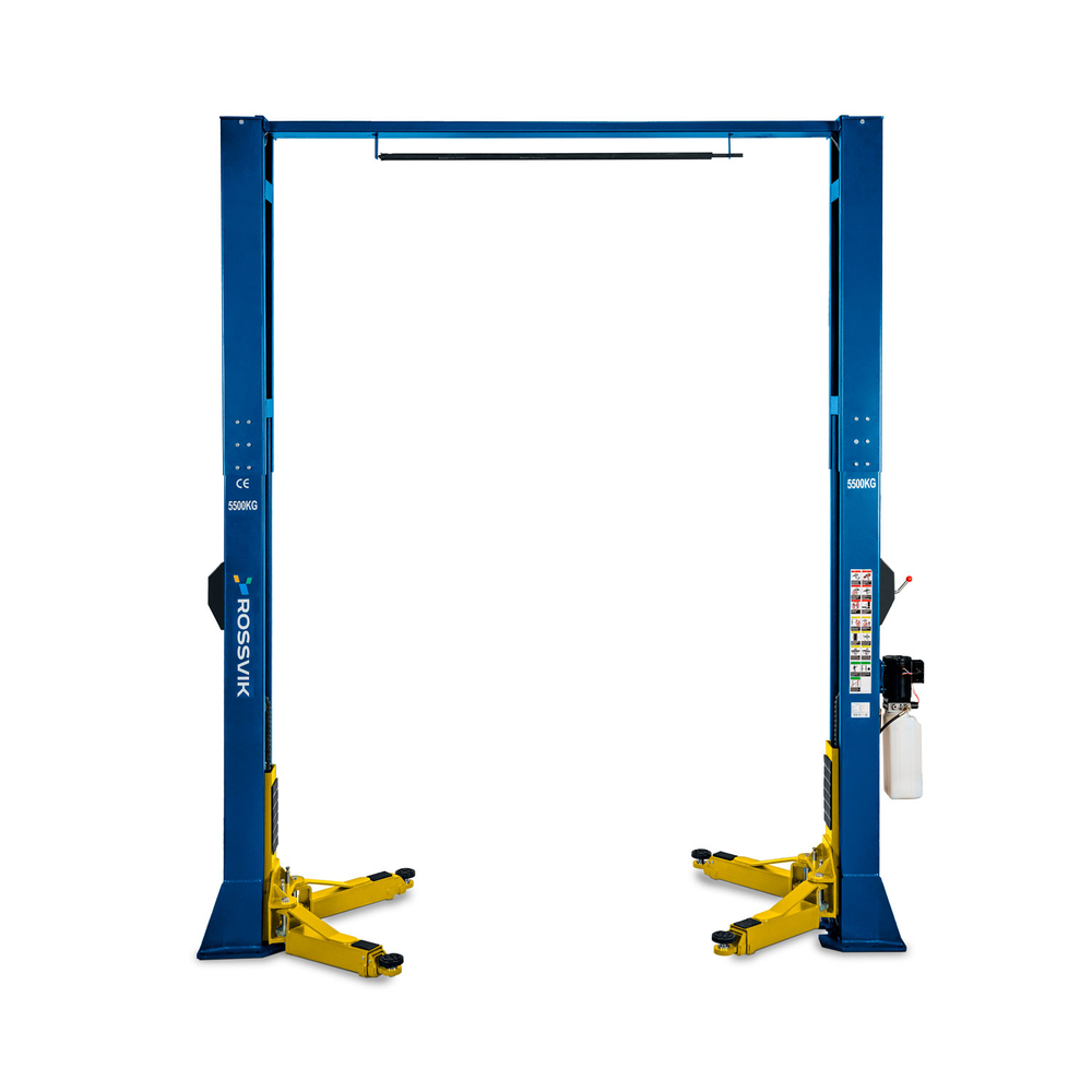 Автоподъемник двухстоечный ROSSVIK V2-5.5L г/п 5.5т, 380В, с верхней синхронизацией. Синий