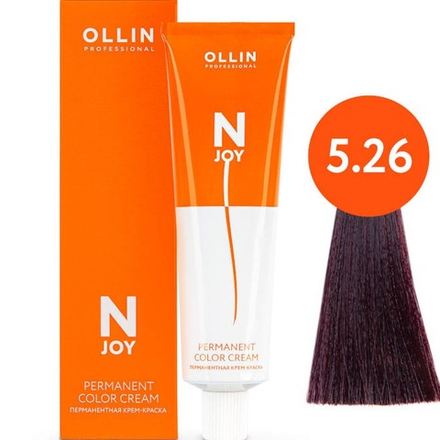 OLLIN PROFESSIONAL N-JOY - перманентная крем-краска для волос, 5/26 светлый шатен фиолетово-красный, 100 мл