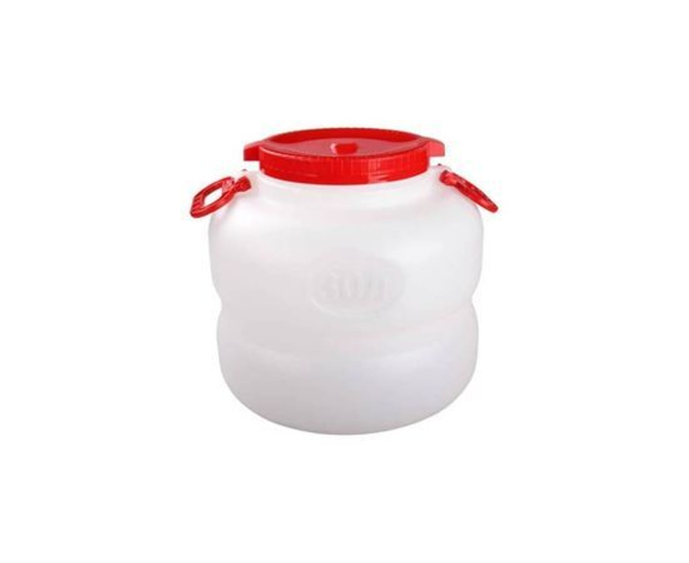Канистра для воды Для туризма отдыха на природе и похода Пластиковая 30 литров для кемпинга Бочка ДАЧНАЯ круглая горловина 195 мм белая 10193055