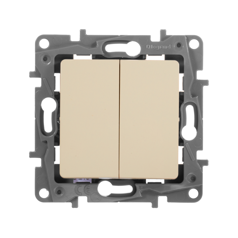 Переключатель 2х-клавишный 10A 250В слоновая кость ETIKA Legrand