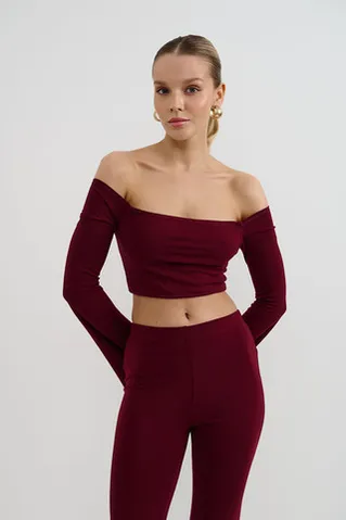 Леггинсы клеш из вискозы цвета бордо