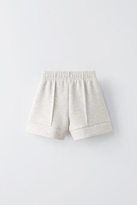 ZARA БЕРМУДЫ С НАДПИСЬЮ И ДЕКОРАТИВНЫМИ ШВАМИ, СЕРЫЙ С МЕЛАНЖЕВЫМ ЭФФЕКТОМ