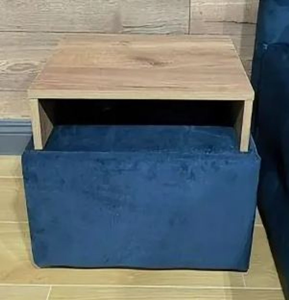 Тумба Босс Велюр Монолит синий, Дуб Денвер Трюфель (последний экземпляр)