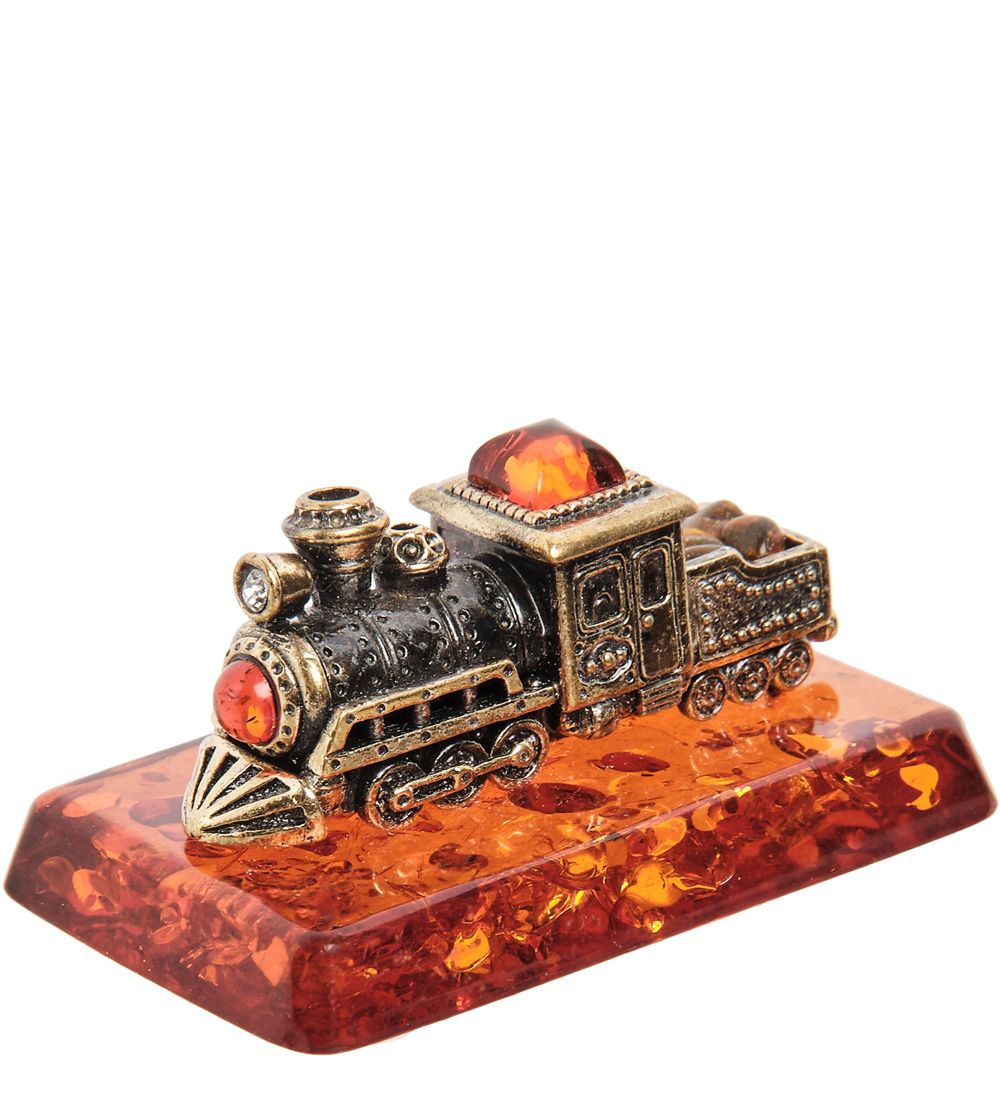 AM-2009 Фигурка «Паровоз Гран-при» (латунь, янтарь)