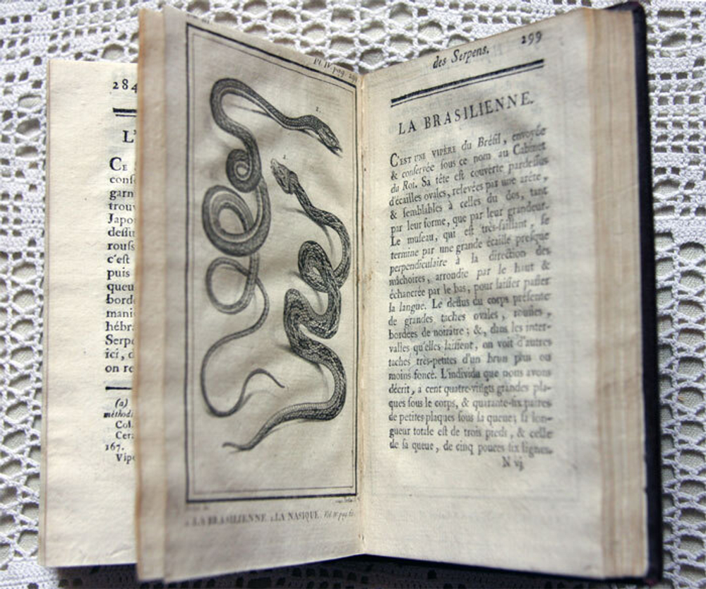 "Histoire naturelle des serpens  (Естественная история змей)". Par M. le Comte De lA Cepede (Г-н граф де ла Сепеде). 1790 г. - антикварное издание