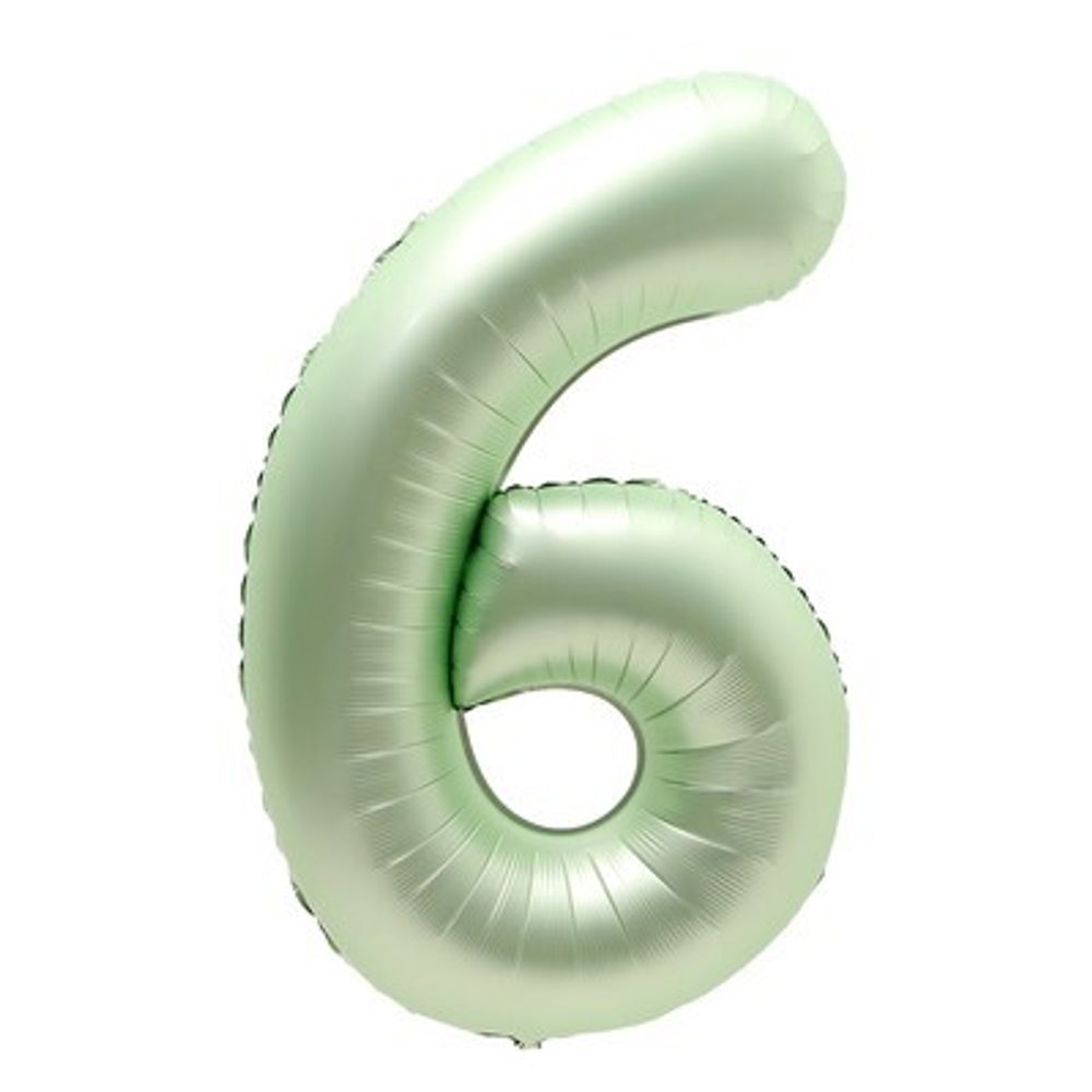 К Шар 40 «Цифра 6» салатовый металлик (БГ-60)  Изображение2