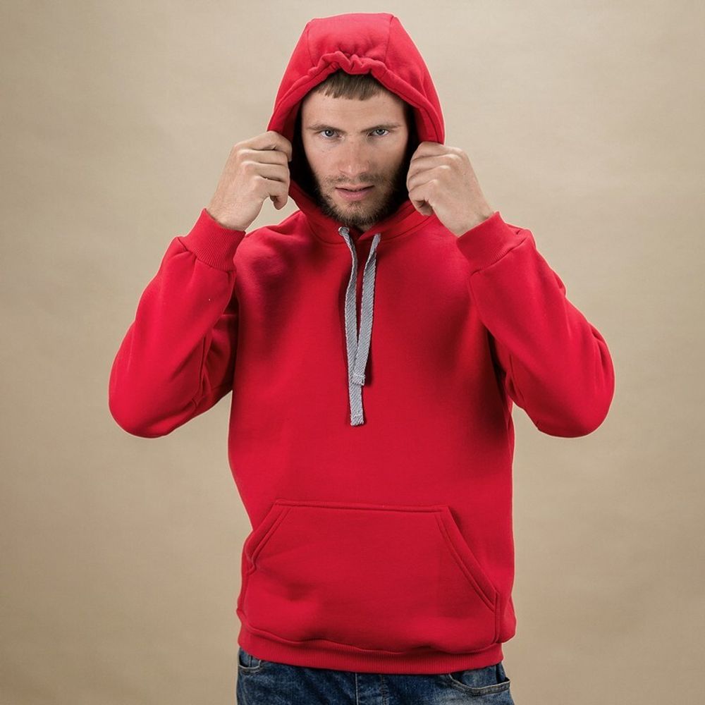Толстовка ХУДИ ФУТЕР КРАСНЫЙ с капюшоном Х/Б 300 гр., 50 (L) мод.302