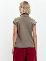 Футболка дизайнерская с цельнокроеным воротником серо-бежевый