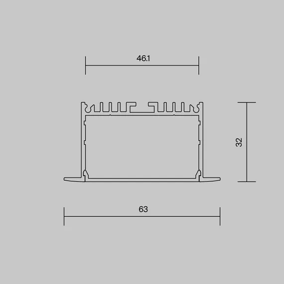 Алюминиевый профиль встраиваемый 63x32 мм (Серебро, 2 м), ALM-6332-S-2M 632004 Led Strip 632004