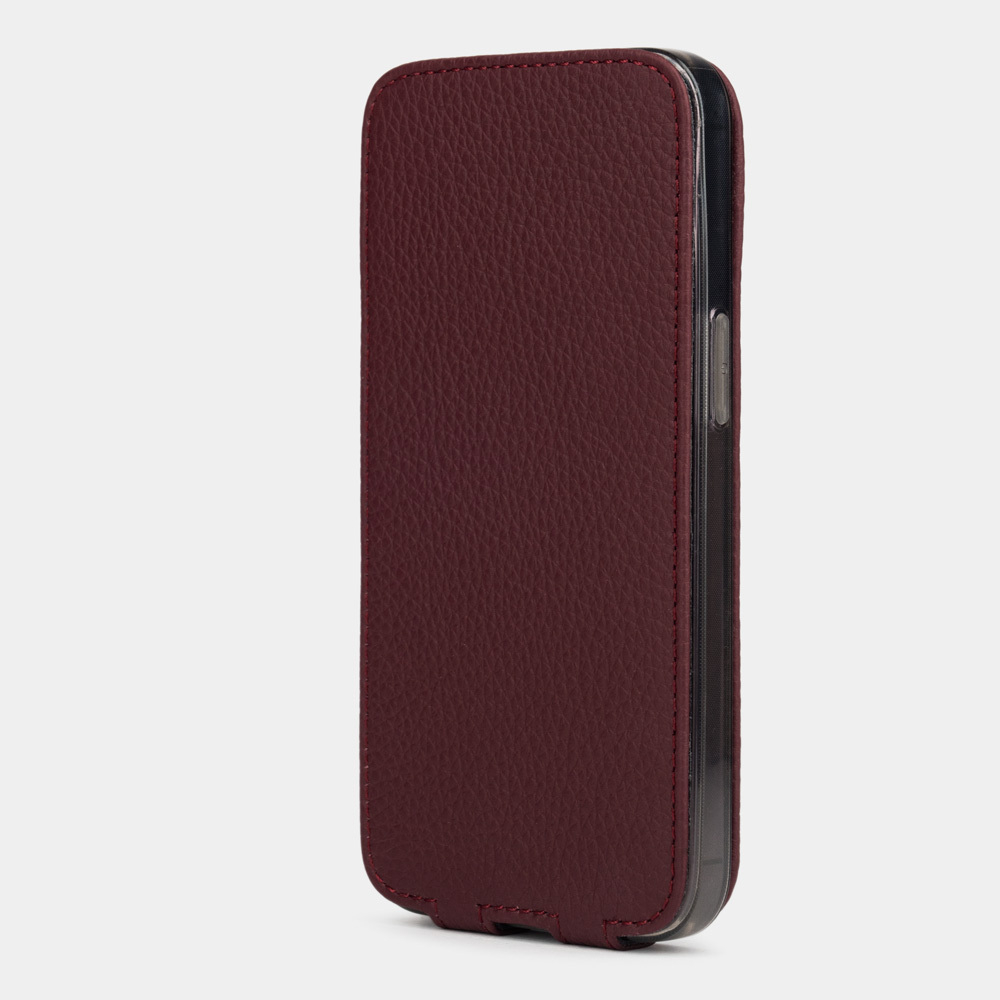 stylish calf leather case for iPhone 13 Pro Max bordeaux