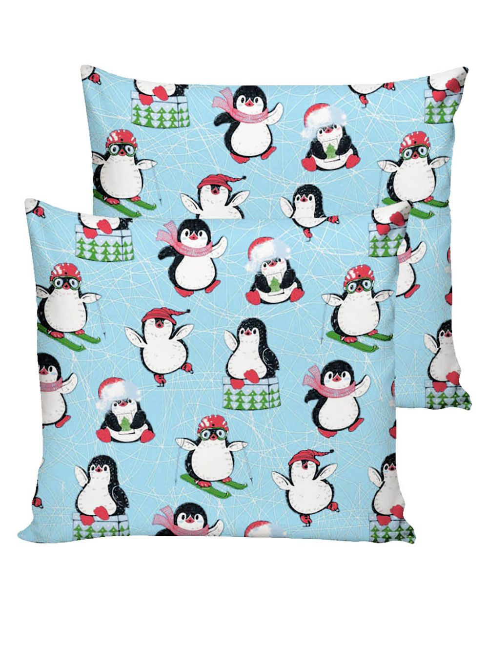 Наволочка комплект 2шт бязь Сказка "Веселые пингвины" 70x70 см на молнии