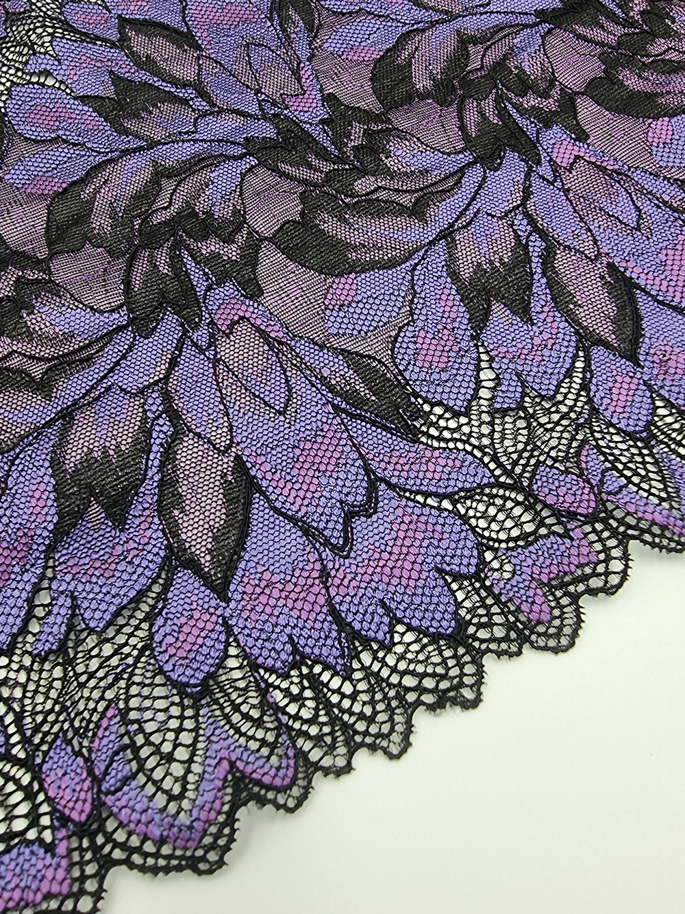 Кружево эластичное синий/черный/фиолетовый К807 23 см