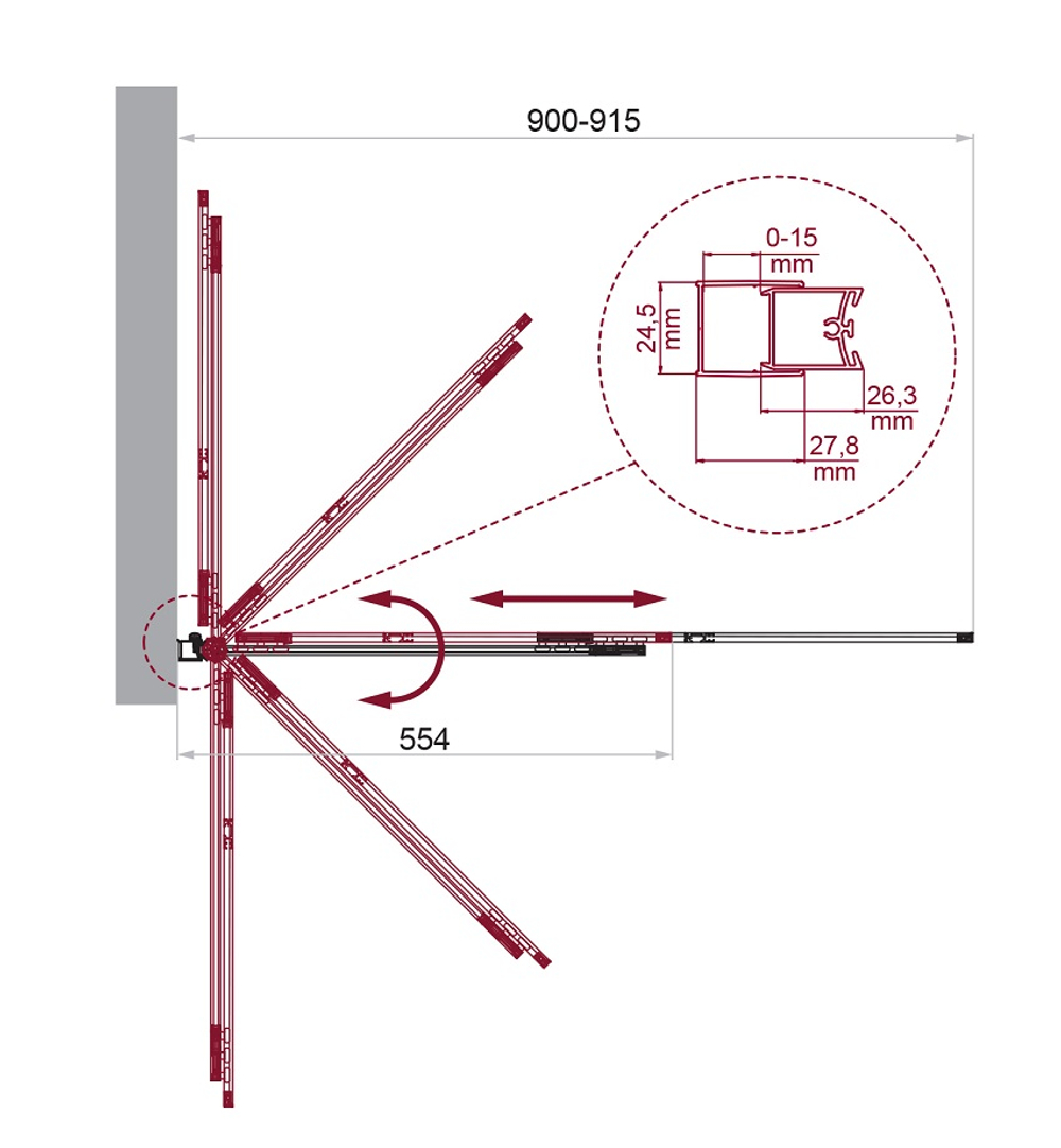 Шторка на ванну BelBagno LUCE-VF-11-90/145-P-Cr