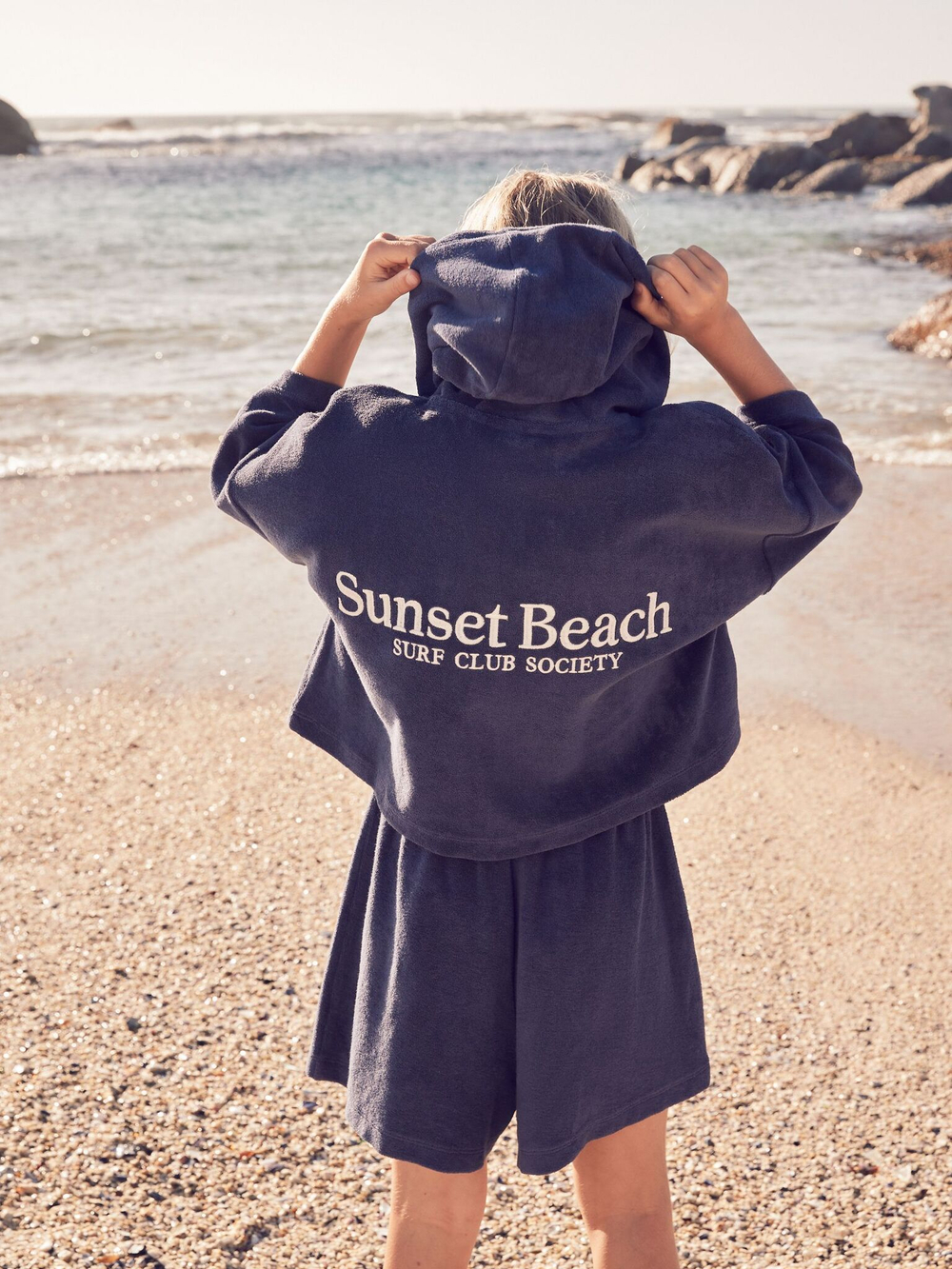 Толстовка с капюшоном и шорты в комплекте для девочки Next AB7-023, Темно-синий