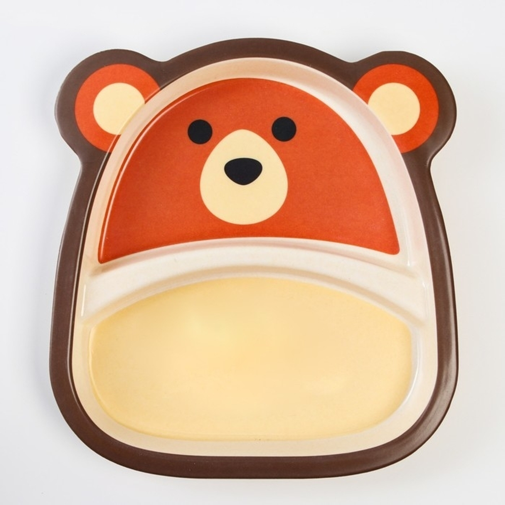 4780232 бамбуковой посуды «Мишка», 5 предметов: тарелка, миска, стакан, вилка, ложка