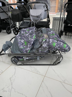 Санки - коляска БЛИЗНЯШКИ с колесами ЕЛКИ НА СЕРОМ