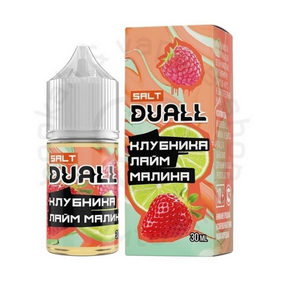 Безникотиновая жидкость для ЭСДН DUALL ZERO с ароматом клубники, лайма и малины, 28мл, 0мг/см3 (M)