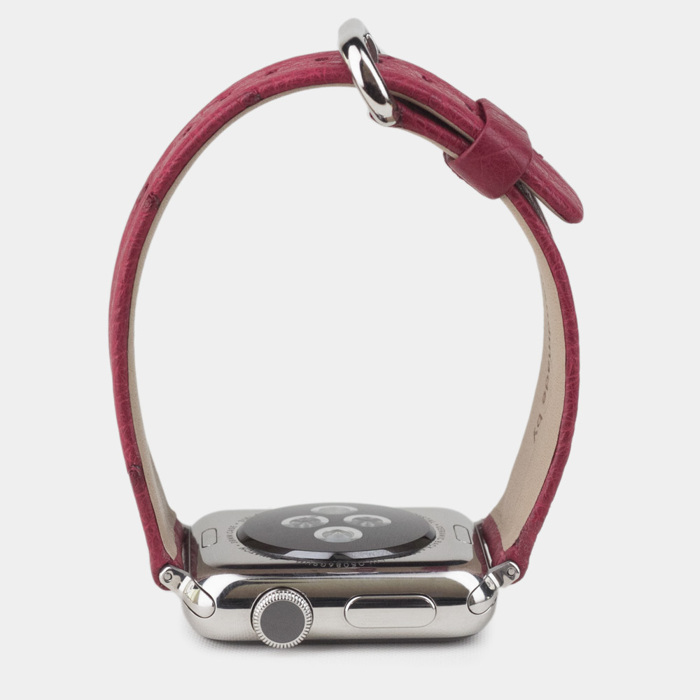 Ремешок для Apple Watch 44/45/46 mm из кожи страуса, цвета фуксии