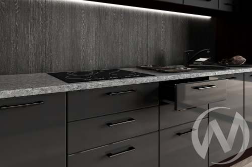 Кухня "Витория": антрацит глянец (корпус дуб кальяри)