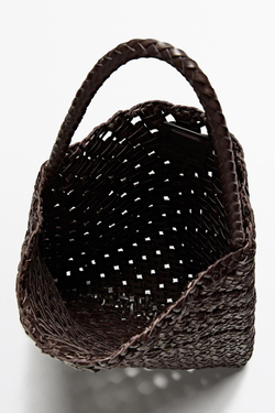 Massimo Dutti Средняя сумка из плетеной кожи наппа, коричневый