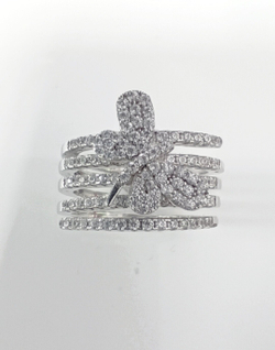 Кольцо ювелирное Эстерелла, родированное, с фианитом, серебро 925 пробы/Ф