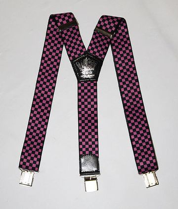 Подтяжки Клетка черно-розовая