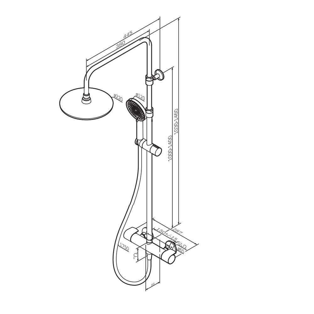 Душевая система с термостатом, розовое золото AM.PM X-Joy F0785A444