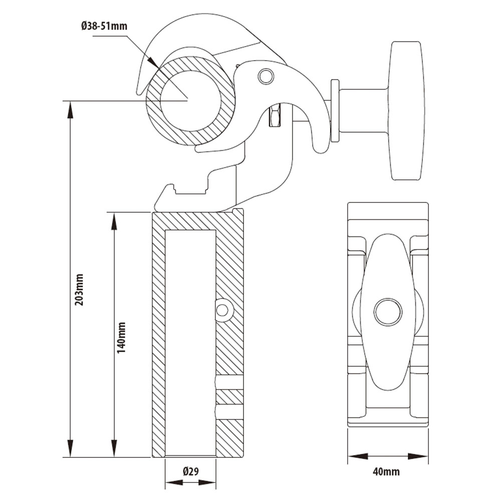 KUPO KCP-841 Arch Quick TV Coupler. Зажим-хомут (Quick TV) (Ø38-51↓100)