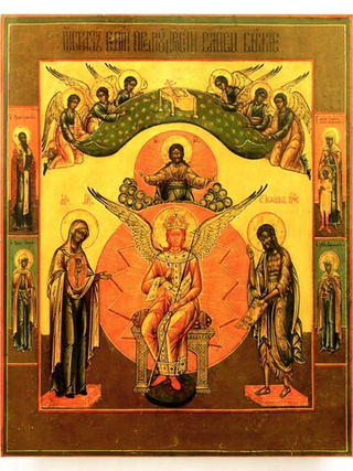 София Премудрость Слава Божия. Деревянная икона на левкасе