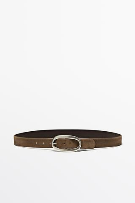 Massimo Dutti Ремень из замши, кротово-коричневый