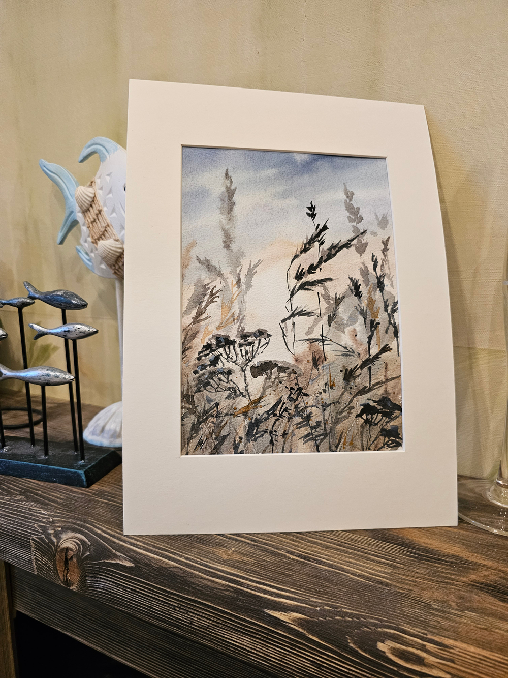 Картина авторская акварельная в паспарту 21х30 см на стену для интерьера "Аромат лета"