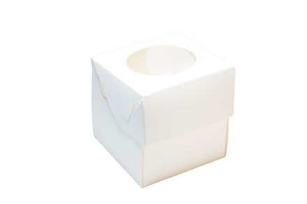 Коробка для капкейков с окном на 1 капкейк белая