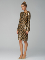 Платье в золотую крупную пайетку с бантом и открытой спиной