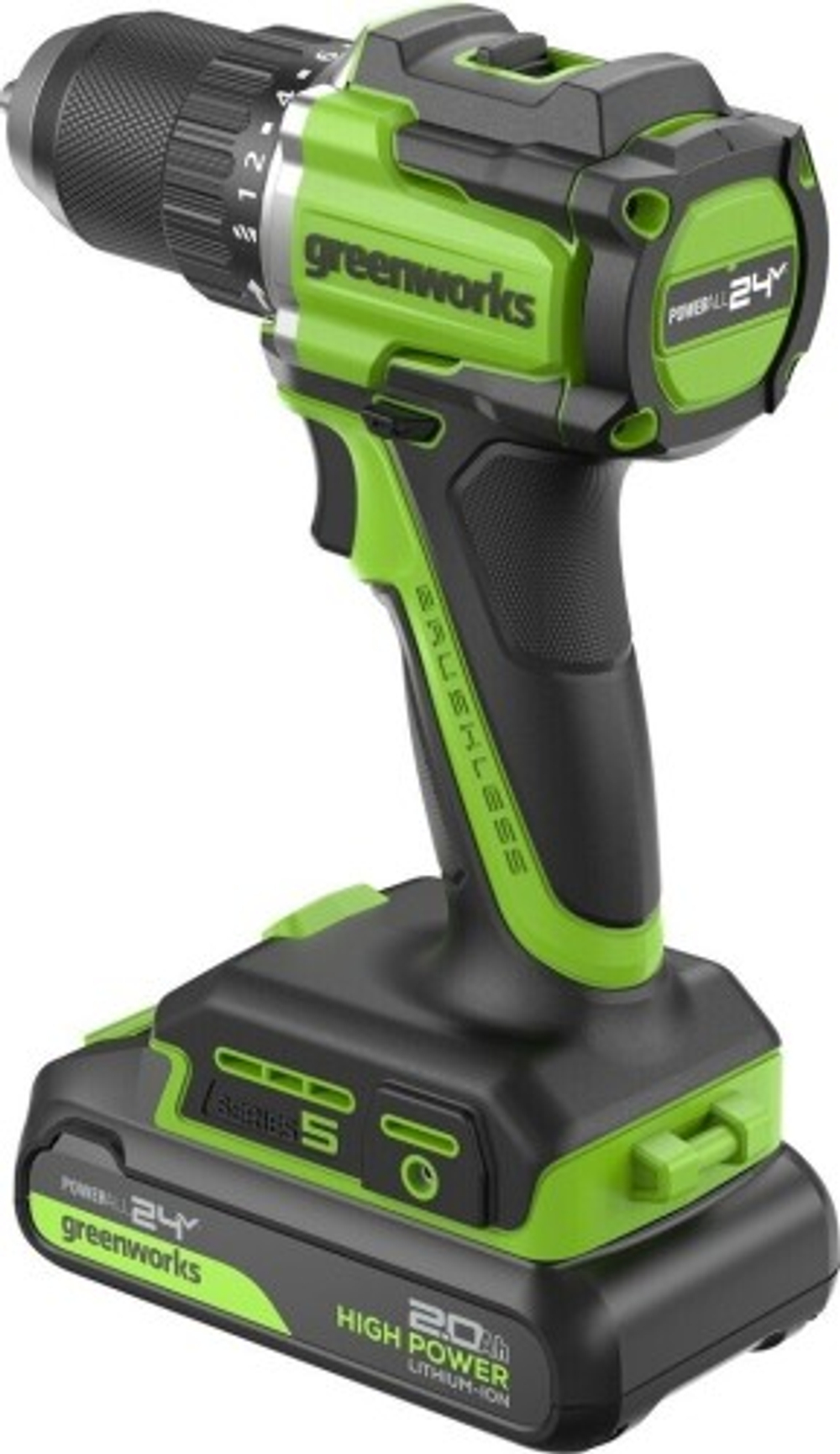 Дрель-шуруповерт аккумуляторная GREENWORKS DD560 24V, 2 АКБ 2Ач и ЗУ 3708407CUC