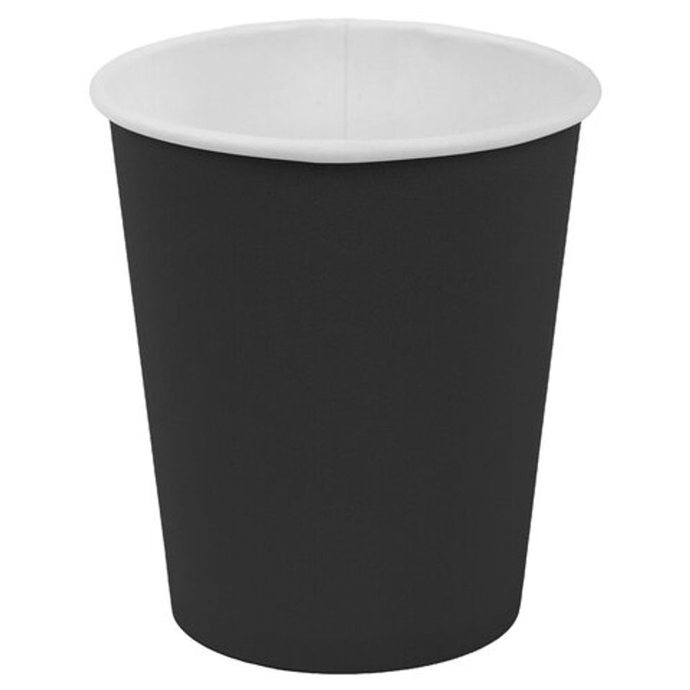 Стакан одноразовый бумажный 250/273 мл, D 80 мм, черный, КОМПЛЕКТ 1000 шт., холодное/горячее, WELDAY (ВЭЛДЭЙ), 702691
