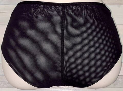 Стильные трусики-слипы из микрофибры и сетки с цветочной вышивкой (Размер: L) (Цвет: черный)