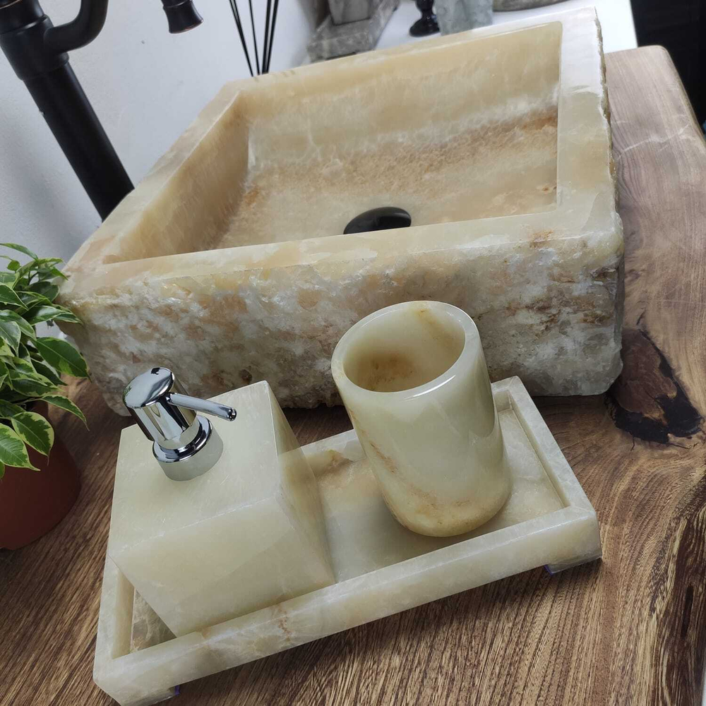 Раковина из оникса Square Yellow Marmo SO-60903 40*40*13