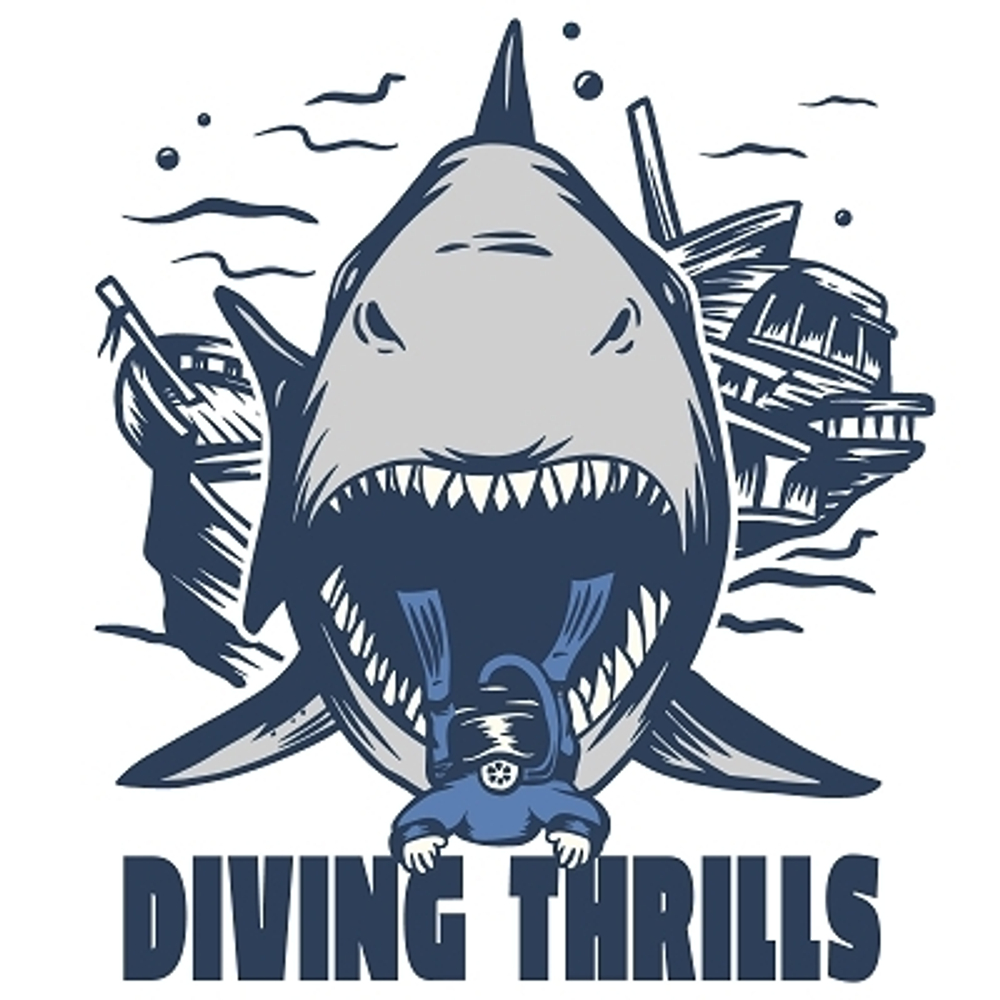 принт Diving Thrill для белой футболки