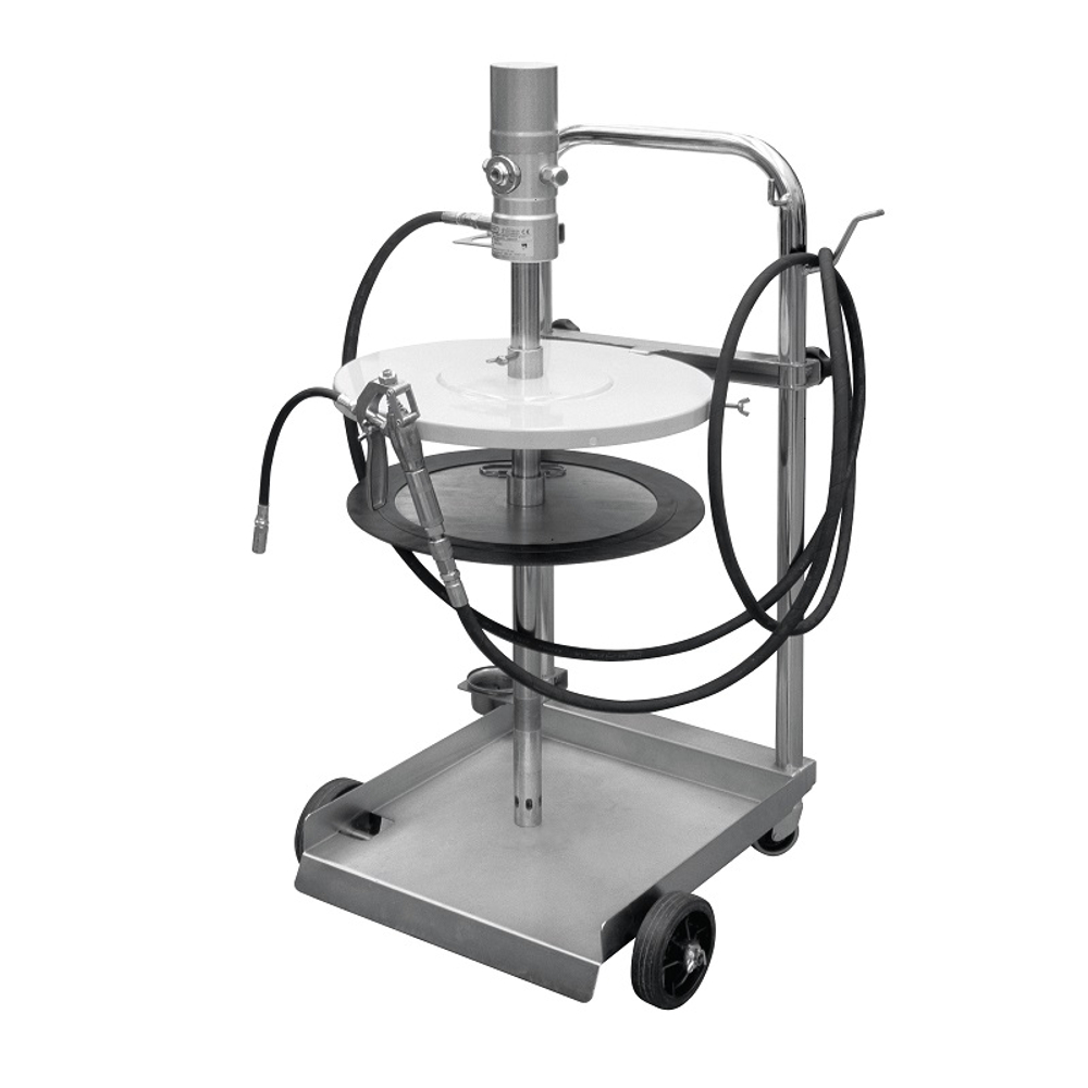 Пневматический солидолонагнетатель 50:1 на тележке, для бочек 50-60 кг крышка 400мм, GARTEC (Италия)