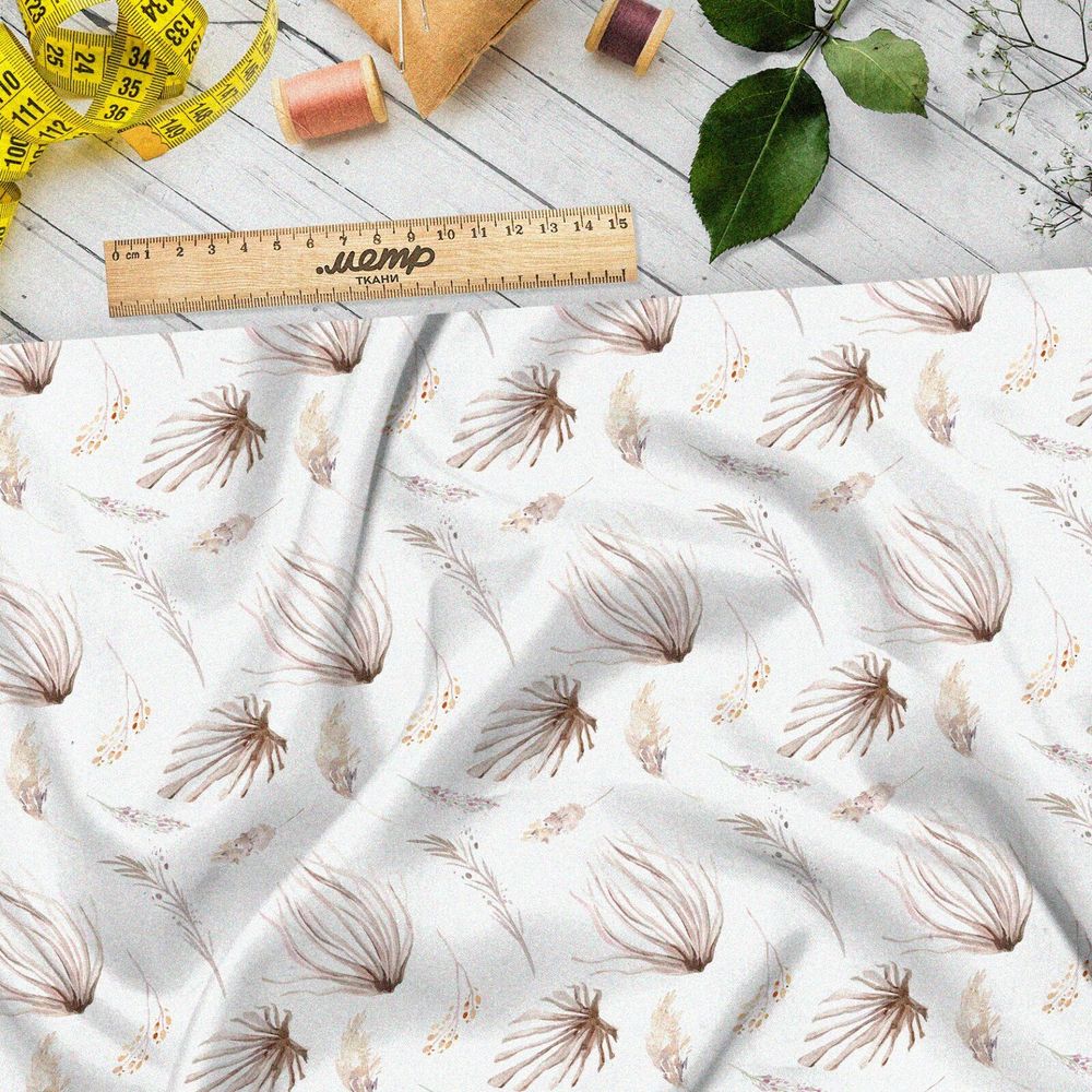 Ткань поплин растения минималистичные