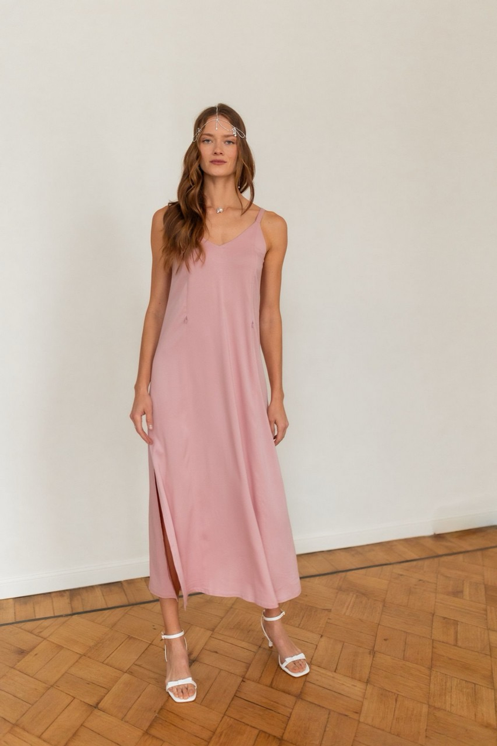 Платье-комбинация с разрезом для беременных и кормящих, Розовый