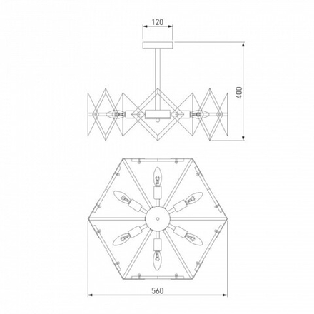 Люстра на штанге Eurosvet Origami 60121/6 латунь Smart