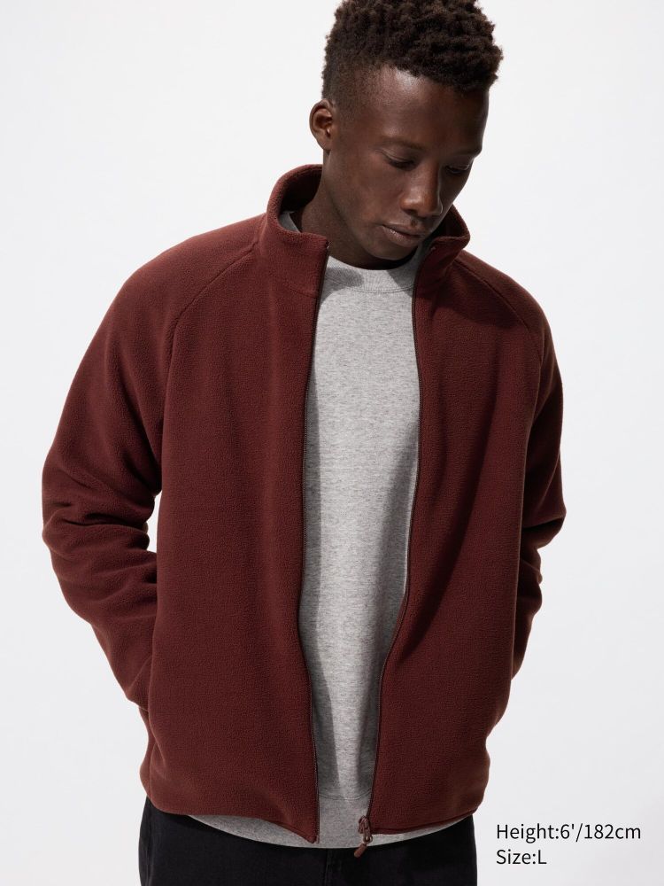 UNIQLO Флисовая куртка на молнии, бургунди