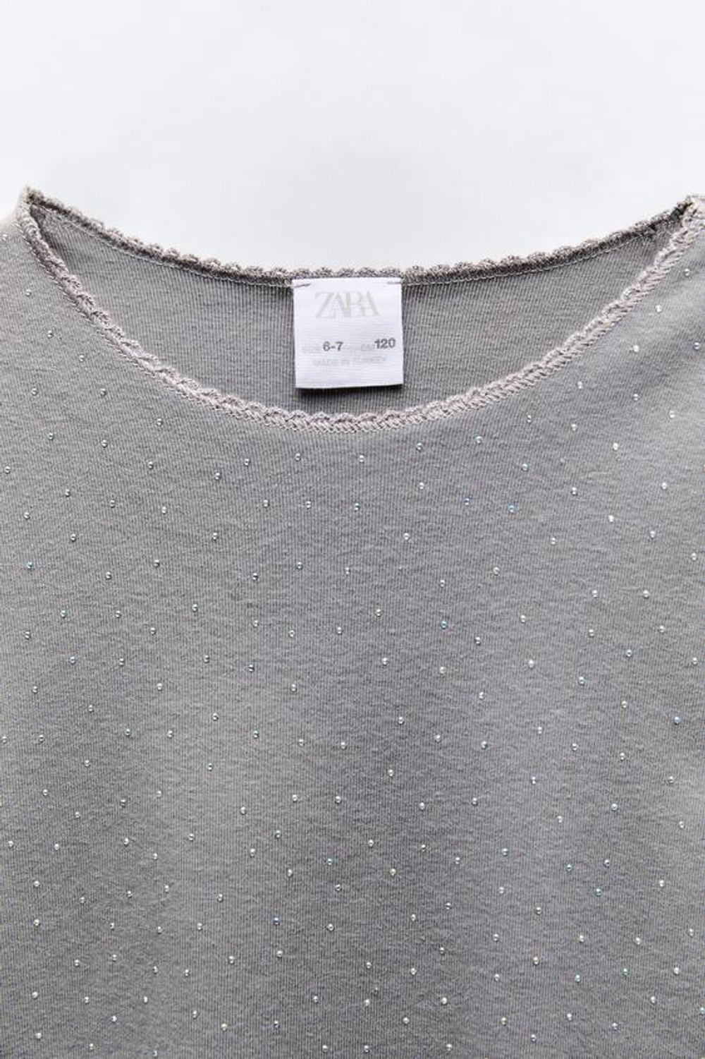 ZARA ФУТБОЛКА СО СТРАЗАМИ, АНТРАЦИТОВО-СЕРЫЙ