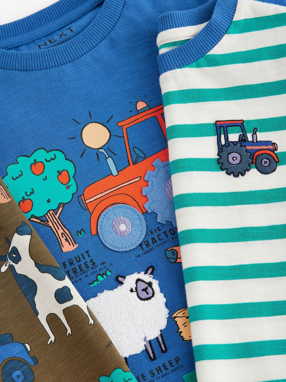 Футболка для мальчика Next E26-082, 3 шт., Хаки, Синий, Молочный