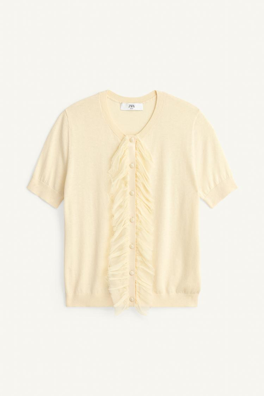 ZARA КАРДИГАН С КОРОТКИМИ РУКАВАМИ - LIMITED EDITION, СВЕТЛО-ЖЕЛТЫЙ